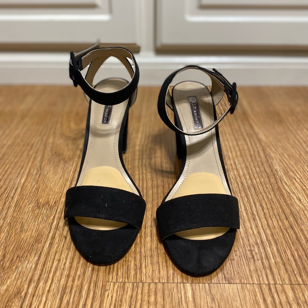 BCBG black heeled sandals